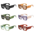 SO&EI Fashion Oversized Square Women Jelly Color Sunglasses Retro Pattern Wide Legs Men Gradient Shades UV400 Sun Glasses by Hegichi