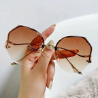 Rimless Sunglasses Geometric Polygon Frame Lightweight Metal Collection Exclusive Edition