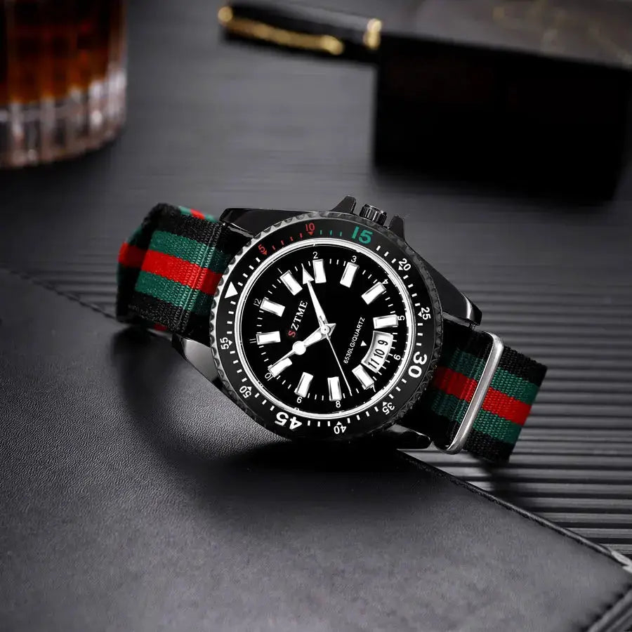 New fashionable men's nylon strap calendar watch, luxurious and simple business men's and women's night light quartz watch by Adornity