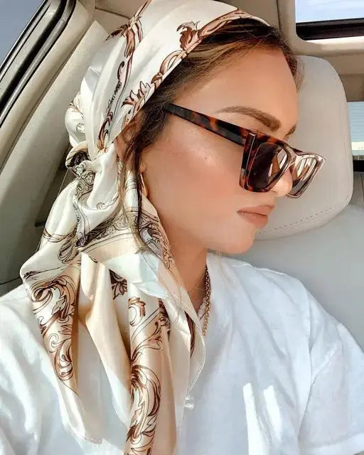 Elegant Silk Square Scarf – Satin 90x90 cm by Adornity