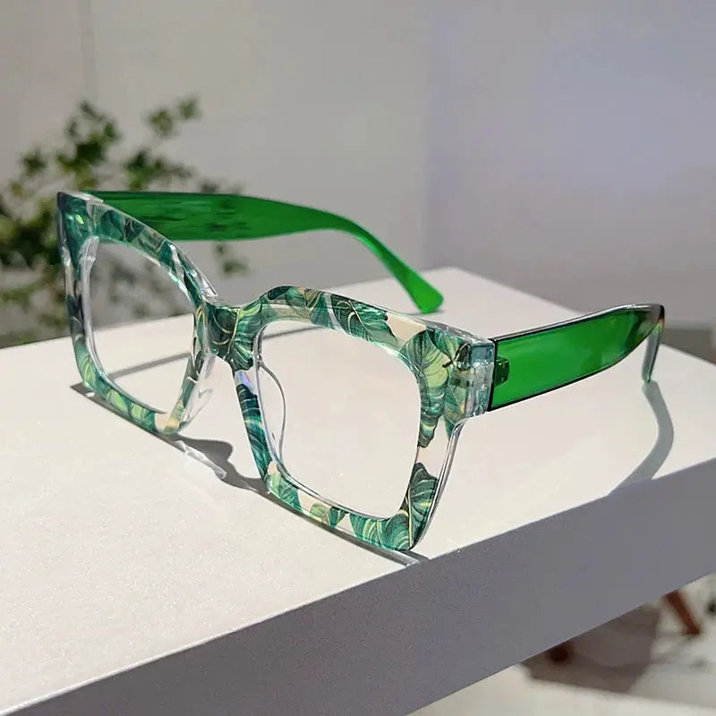 KAMMPT Fashion Colorful Stripe Oversize Glasses Stylish Brand Design Eyewear Personalized Square Decor Chic Frame for Women's by Adornity