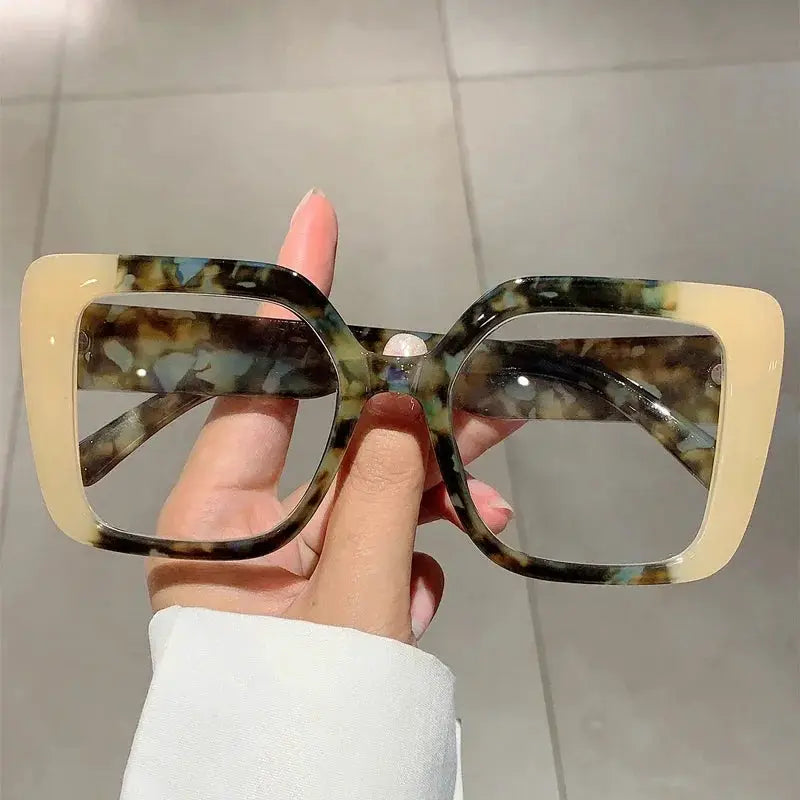 KAMMPT Fashion Square Glasses Women Stylish Oversize MultiColor Glasses Frames Trendy Brand Design Eyeglasses for Decoration by Hegichi
