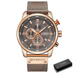 CURREN 8291 Mens Quartz Chronograph Watch Casual Leather Military Sport Fashion Gentleman Wristwatch by Adornity