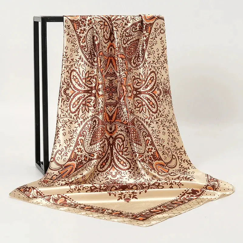 Elegant Silk Square Scarf – Satin 90x90 cm by Adornity