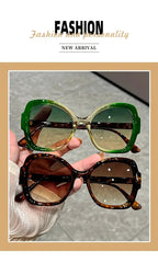 Y2K Oversized Sunglasses – Fashion Sunglasses with Green Jelly Frame & Anti-Reflective Lenses by Adornity
