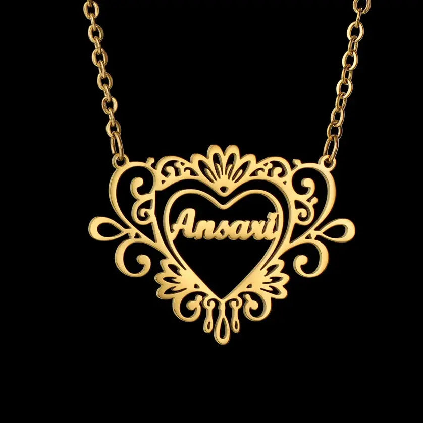Atoztide Personalized Custom Rose Heart Name Necklaces for Women Stainless Steel Pendant Choker Link Chain Birthday Jewelry Gift by Hegichi