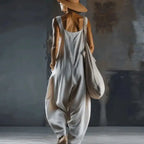 Elegant Square Collar Hollow Women's Jumpsuits 2026 Spring Solid Sleeveless Office Rompers Summer Baggy Trousers Pocket Overalls by Adornity