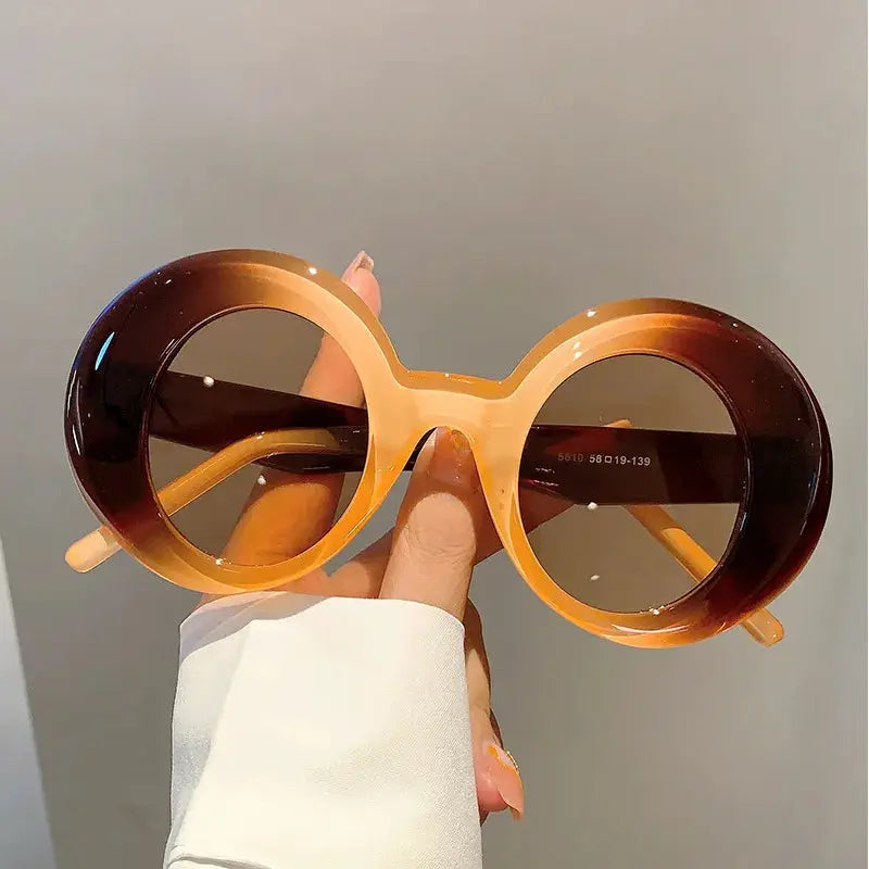 New Vintage Round Sunglasses Women Men Brand Circular Sun Glasses Female Oval Eyewear Sunglasses for Male Female Eyeglasses by Hegichi