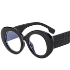 Stripe Yellow Anti Blue Light Reading Glasses For Women 2025 Luxury Brand Large Round Eyeglasses Frame Retro Transparent Glasses by Hegichi