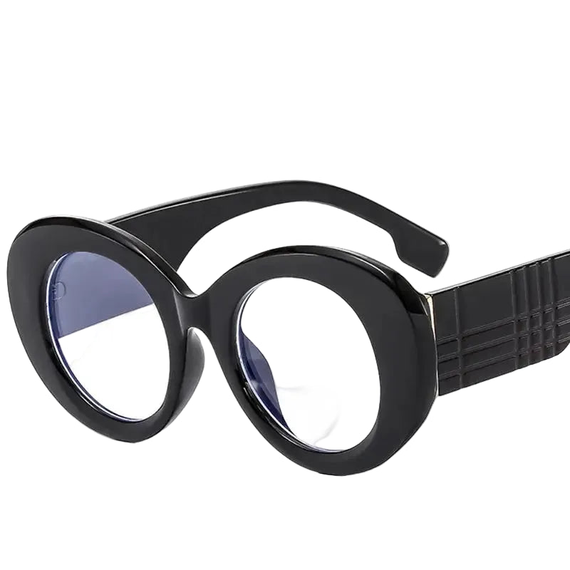 Stripe Yellow Anti Blue Light Reading Glasses For Women 2025 Luxury Brand Large Round Eyeglasses Frame Retro Transparent Glasses by Hegichi