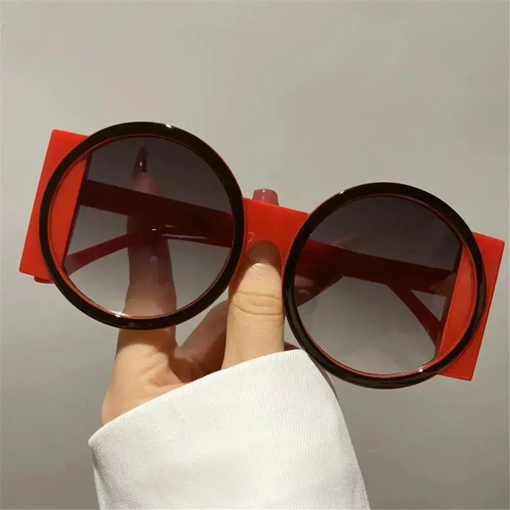 Fashion Oversized Round Sunglasses Women Contrast Color Shades UV400 Retro Unique Men Trending Gradient Cycling Sun Glasses by Hegichi