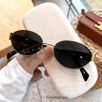 Oval Sunglasses for Women Men Trendy Metal Frame Sun Glasses Classic Shades by Adornity