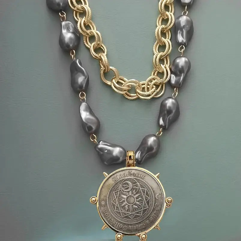 Coin Pendant Necklace - Large British Penny Collectibles Charm With Figaro Chain by Adornity