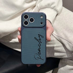 Personalized Signature Customized Name Letters Luxury Football Texture Faux Leather Phone Case Compatible With IPhone 17 Pro Max by Hegichi