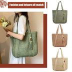 Summer Straw Women Bag Hand-Woven Handbags Handmade Raffia Beach Boho Shoulder Bag Large Tote Bag Tassel Shopping Purses by Hegichi