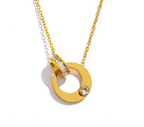 Dual Hoop Pendant Necklace for Women - Hypoallergenic Stainless Steel with Cubic Zirconia, Elegant Jewelry for Daily Wear &Gift by Adornity
