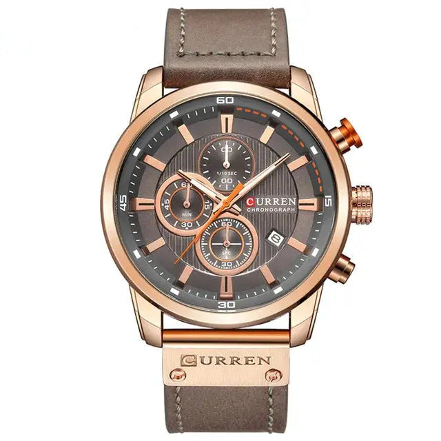 CURREN 8291 Mens Quartz Chronograph Watch Casual Leather Military Sport Fashion Gentleman Wristwatch by Adornity
