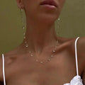Simple Transparent Water Drop Clavicle Chain Thin Rope Beaded Tassel Earrings Necklace Bracelet Women Niche Personalized Jewelry by Adornity