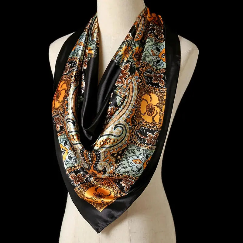 Elegant Silk Square Scarf – Satin 90x90 cm by Adornity