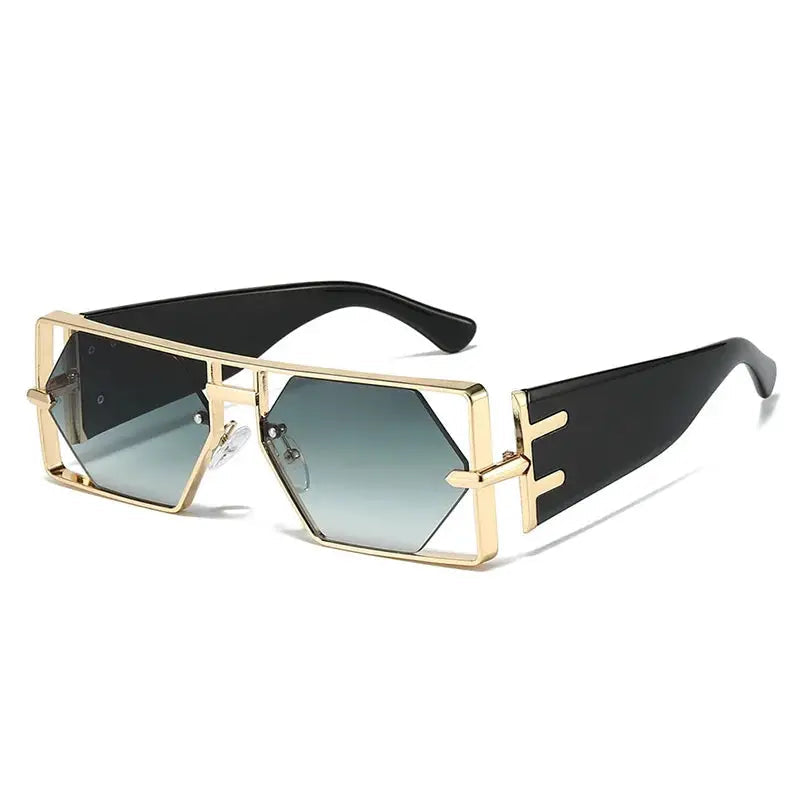Steampunk Rectangle Sunglasses Women Men 2026 Luxury Hollow Metal Frame Sun Glasses Vintage Punk Hexagon Eyewear UV400 Shades by Hegichi