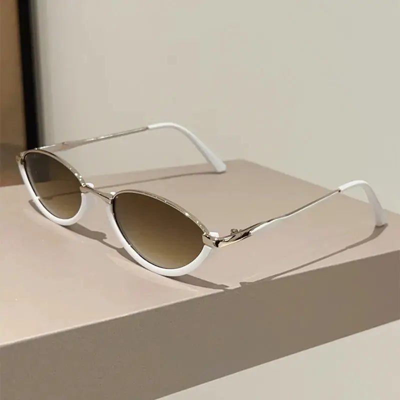 KAMMPT Oval Vintage Sunglasses Women Stylish Gradient Multi-color Casual Decor Shades 2025 New Trendy Brand Design Sun Glasses by Hegichi