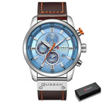 CURREN 8291 Mens Quartz Chronograph Watch Casual Leather Military Sport Fashion Gentleman Wristwatch by Adornity