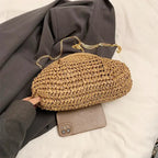 Summer New Straw Weaving Crossbody Bag Fashionable and Casual Shell Bag Women's Shoulder Bag with Excellent Texture by Hegichi