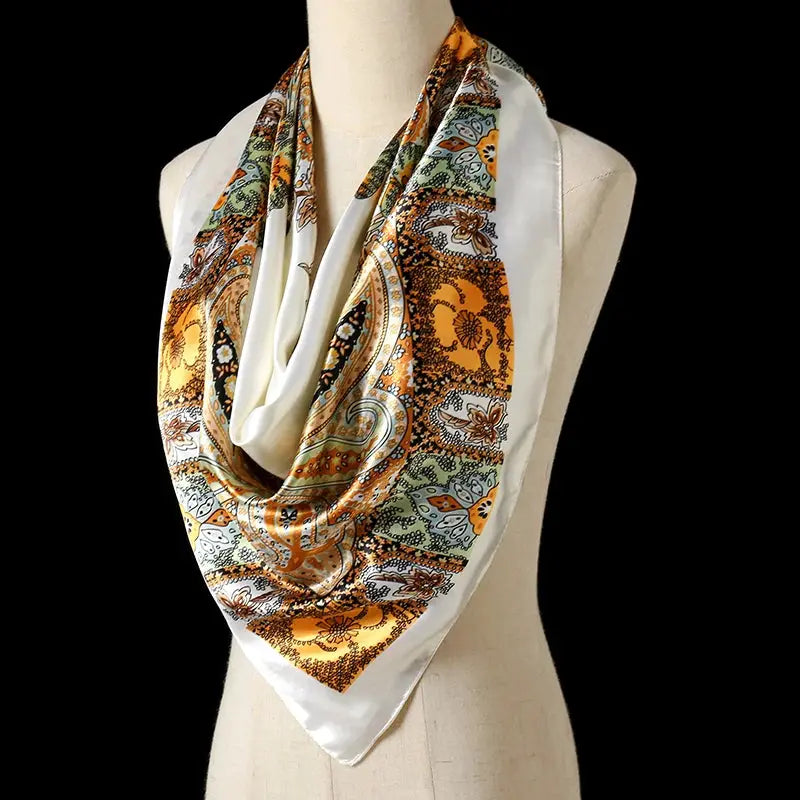 Elegant Silk Square Scarf – Satin 90x90 cm by Adornity