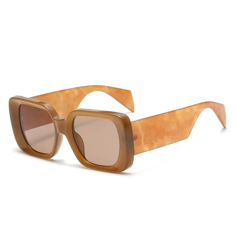 SO&EI Fashion Oversized Square Women Jelly Color Sunglasses Retro Pattern Wide Legs Men Gradient Shades UV400 Sun Glasses by Hegichi