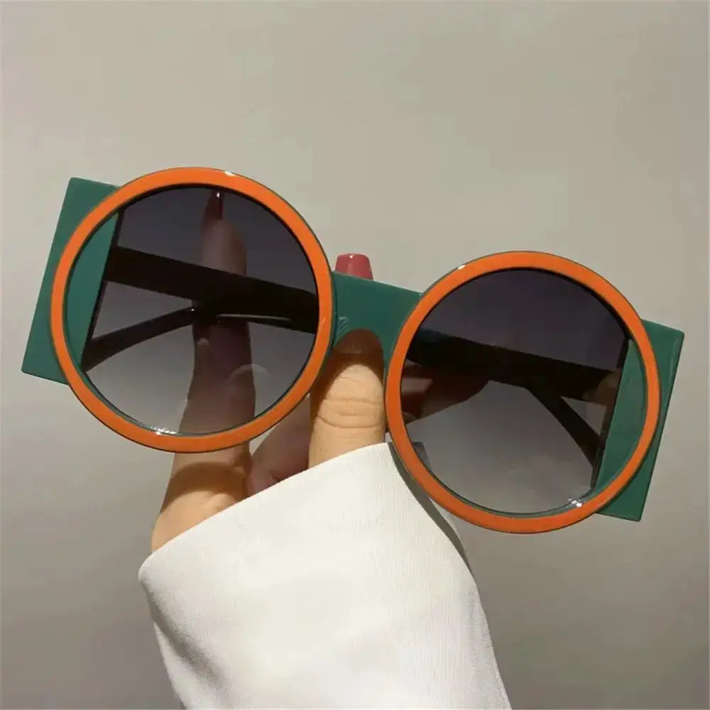 Fashion Oversized Round Sunglasses Women Contrast Color Shades UV400 Retro Unique Men Trending Gradient Cycling Sun Glasses by Hegichi