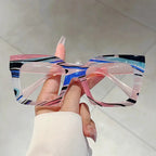 KAMMPT Fashion Colorful Stripe Oversize Glasses Stylish Brand Design Eyewear Personalized Square Decor Chic Frame for Women's by Adornity