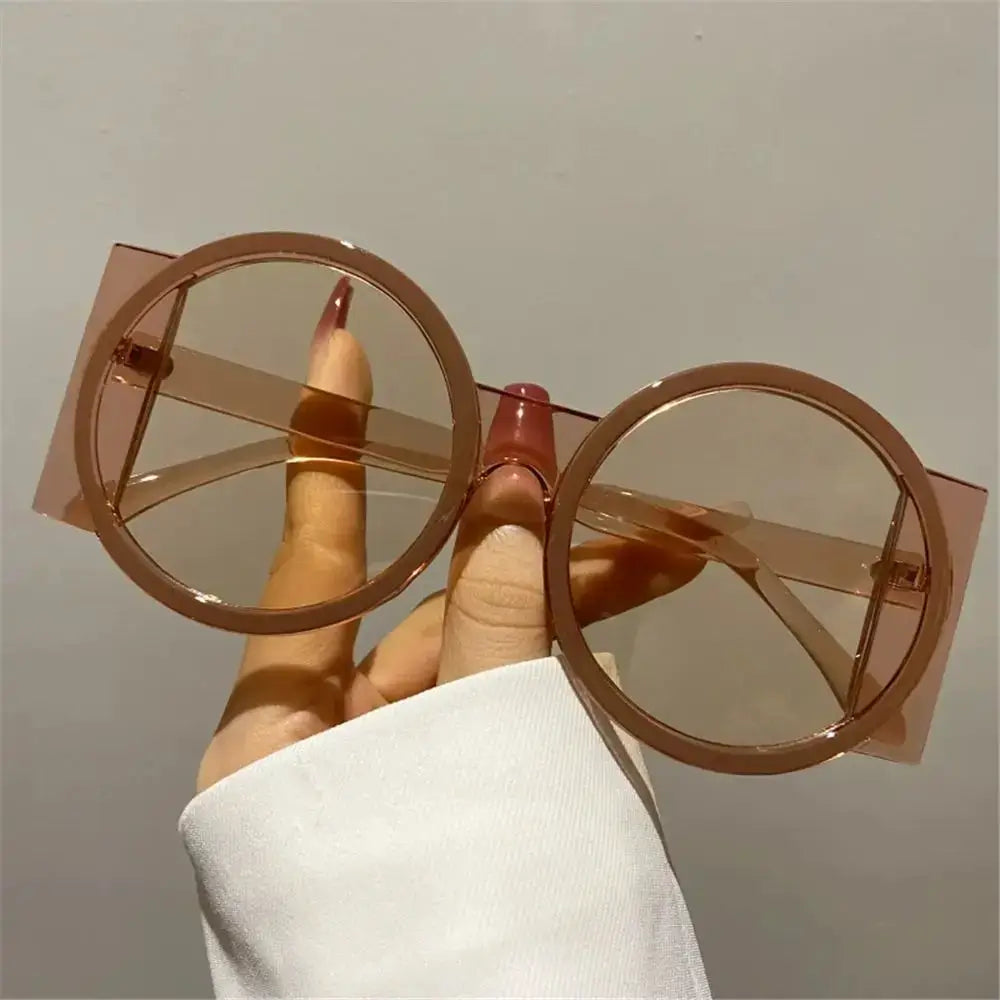 Fashion Oversized Round Sunglasses Women Contrast Color Shades UV400 Retro Unique Men Trending Gradient Cycling Sun Glasses by Hegichi