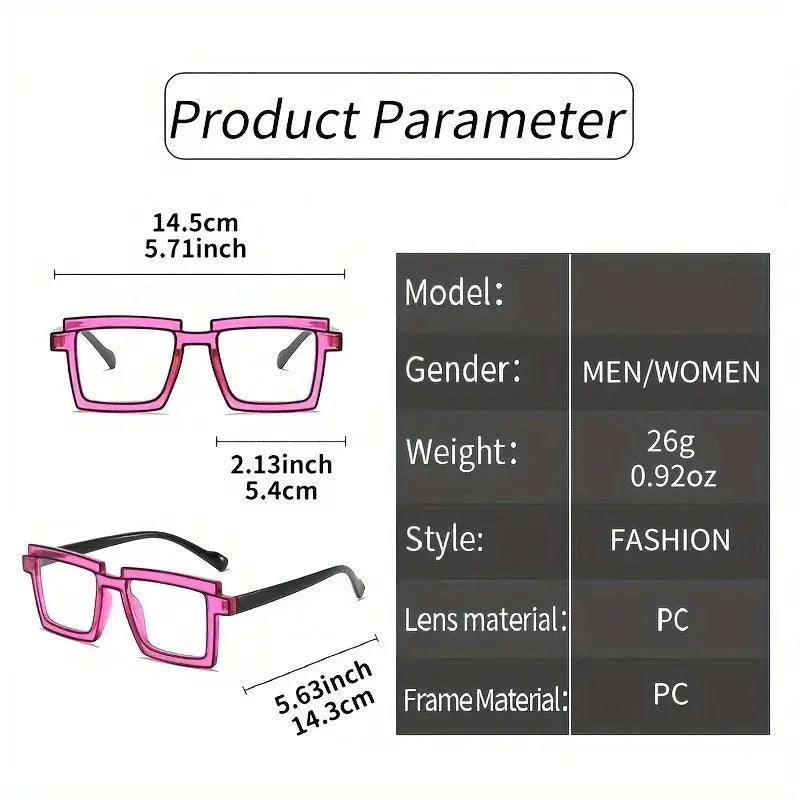 Anime Cosplay Glasses - Square Frame Clear Lens Candy Color Eyewear For Men & Women by Adornity