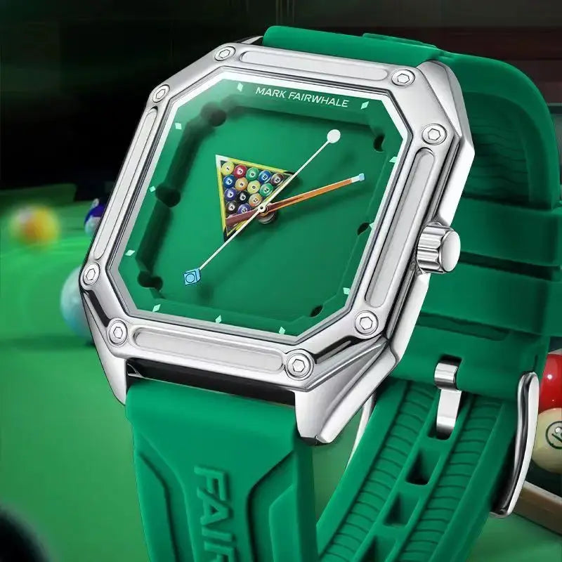 2025 New Original Watch For Man Sport Silicone Strap Waterproof Quartz Watch Fashion Men Billiards Design Green Wristwatch Boy by Adornity