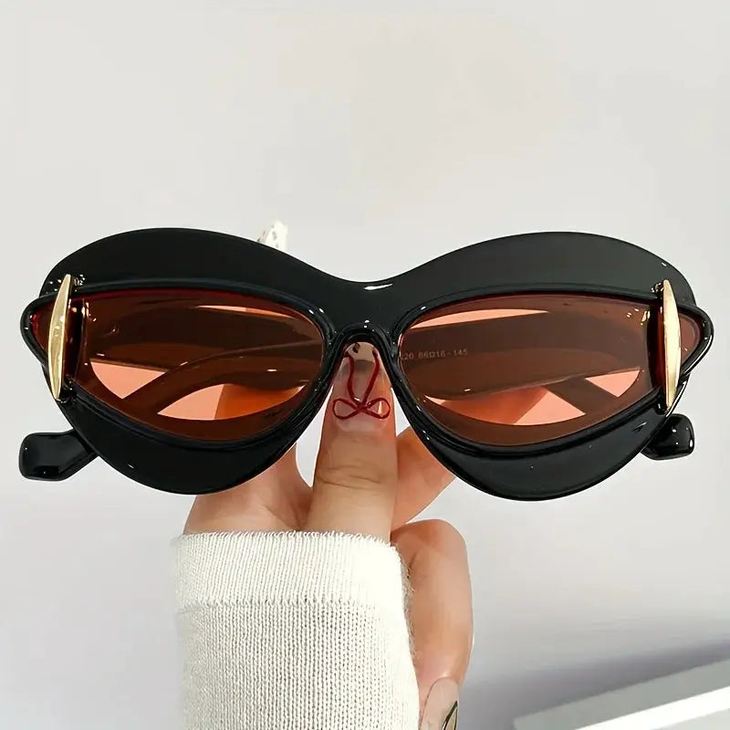 1 Set oval cat eye gradient for women Men fashion flat lens for women casual party party daily wear glasses by Hegichi