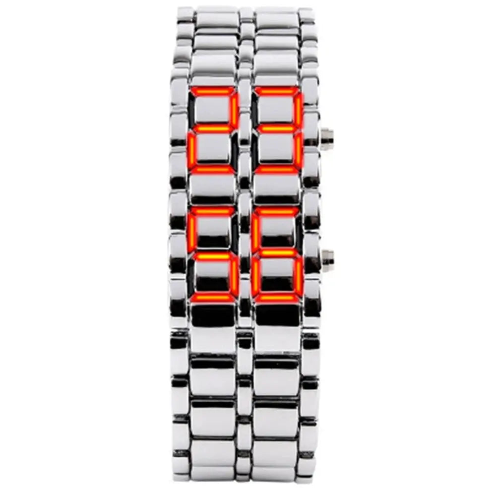 Fashion Mens Digital Lava Wrist Watch Men Black Full Metal Red Blue LED Display Watches Gifts for Male Boy Sport Creative Clock by Adornity