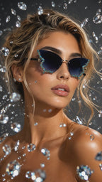 Diamond Butterfly Sunglasses – Y2K Rimless Oversized UV400