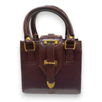 Vegan Leather Tote – Handmade Mini Tote Bag with Gold Buckle Detail, Brown by navichi