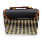 Vegan Leather Satchel – Handmade Structured Handbag with Houndstooth Pattern & Adjustable Strap by navichi