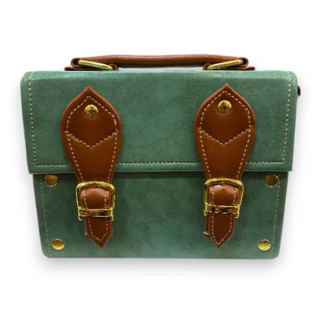 Vegan Leather Satchel – Handmade Retro Satchel Bag with Gold Buckle Closure by navichi