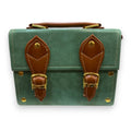 Vegan Leather Satchel – Handmade Retro Satchel Bag with Gold Buckle Closure by navichi