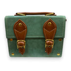 Vegan Leather Satchel – Handmade Retro Satchel Bag with Gold Buckle Closure by navichi