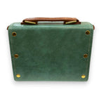 Vegan Leather Satchel – Handmade Retro Satchel Bag with Gold Buckle Closure by navichi