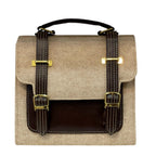 Vegan Leather Satchel – Handmade Canvas Bag With Adjustable Buckle Straps & Top Handle by navichi