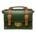Vegan Leather Box Bag – Handmade Forest Green Purse with Gold Hardware | Structured Handbag by navichi