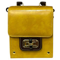 Yellow Vegan Leather Bag - Handmade Mini Satchel With Gold Hardware Clasp by navichi