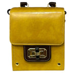 Yellow Vegan Leather Bag - Handmade Mini Satchel With Gold Hardware Clasp by navichi